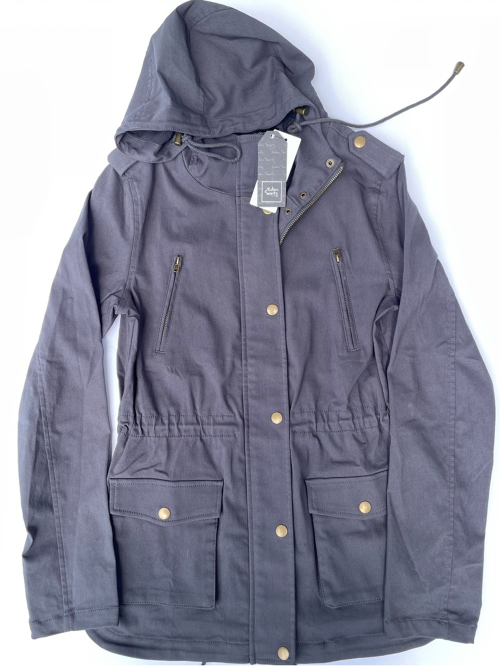 Eden Society Hooded Utility Jacket in Charcoal - XS